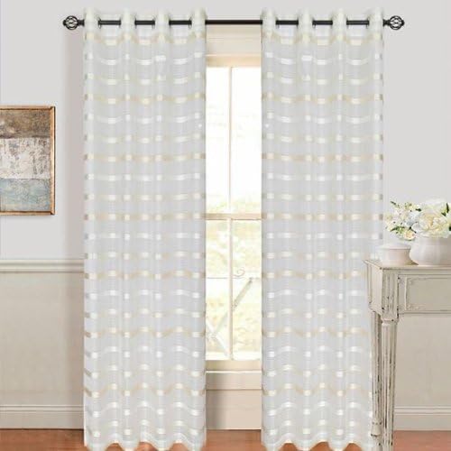 Set of 2 Lavish Home Arla Grommet Curtain Panel - White/Cream