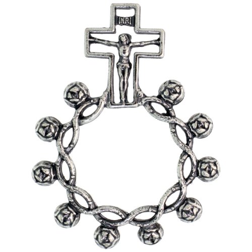 Sterling Silver Knotted Beads Single Decade / One Mystery Ring Rosary, 1 11/16