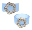 Ring - R52 - Silicone Ring with Flower Shape Crystal Charm - Size 7 (18mm) ~ Blue
