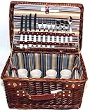 Outdoor Living : 4 Person Hand Made Wicker Picnic Basket/Hamper Set