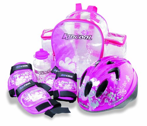 KidCool Helmet, Knee Pads, Bottle and Backpack Pink