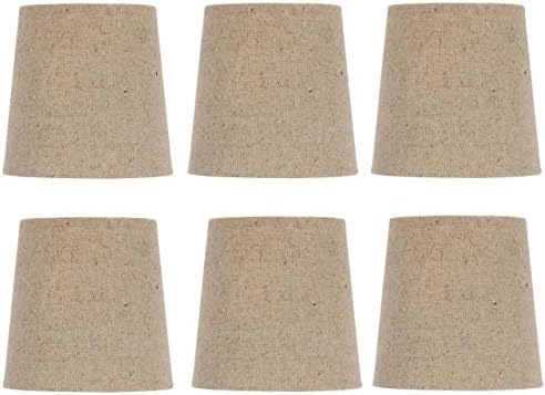 Upgradelights Burlap Chandelier Lamp Shade, Set of Six Shades, 4 Inch Retro Drum, Clips Onto Bulb. Model: Ui#3/6/4"