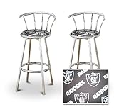 2 Oakland Raider Nation Chrome Swivel Bar Stool Barstools