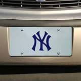 New York Yankees Deluxe Silver Mirrored Laser Cut License Plate