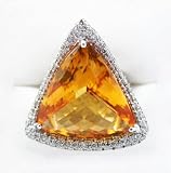 18k White Gold Citrine and Diamond Palmiero Jewellery Design Ring