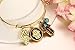 Vnox Stainless Steel Turquoise Hamsa Hand Charm Bangle Bracelet,Gold