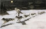 FRAMED oil paintings - Frederic Remington - 24 x 14 inches - Huskie Dogs on the Frozen Highway (a...