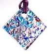 Handmade Millefiori Murano Glass Pendant - Amy Silver with Purple cord