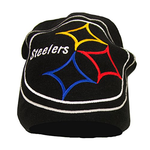 NFL "Logo Hype" Uncuffed Knit Beanie / Winter Hat - Pittsburgh Steelers