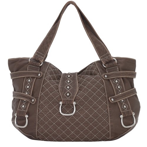 Faux Leather Zip-Top Tote - Lou-ella
