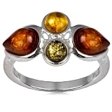 Baltic Multicolor Amber Sterling Silver Classic Ring