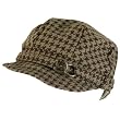 100% COTTON FOLDABLE NEWSBOY HOUNDSTOOTH CAP HAT BROWN - Small / Medium