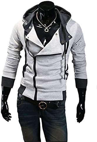 MN FSHN Men's Modern Fashion Hooded Sweatshirt M01, Light Grey Medium