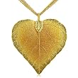 Heart Shaped 24K Gold Overlay Leaf Pendant on Multi Chain Necklace
