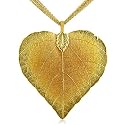 Heart Shaped 24K Gold Overlay Leaf Pendant on Multi Chain Necklace