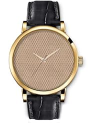 SPRAWL Aanalog Fashion Series Gold Ladies Watches of Genuine Black Leather Strap,Unique Wrist Watch for Women Girls Designed with Rectangles cafes and beige