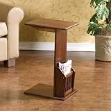 Solid Wood End Table with Magazine Rack in Espresso Finish