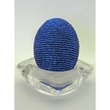 CZECH Glass Bead Easter EGG *Royal Blue* + Glass Stand ~ Hand Beaded NEW ~ Knowledge, Confidence