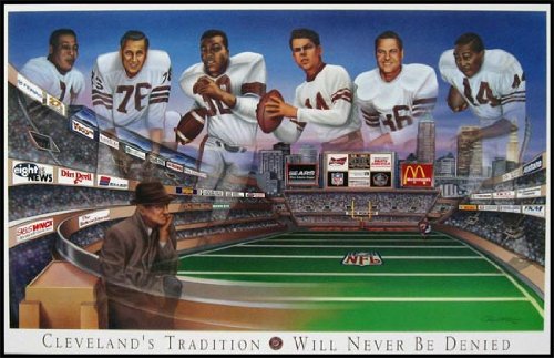 Cleveland Browns - Brown Motley Graham Kelley Lavelli - Wood Mounted Poster Print