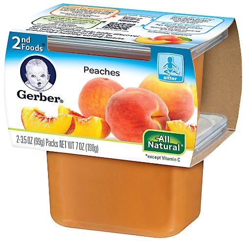 Gerber 2nd Foods Peaches, 2-Count, 3.5-Ounce Tubs (Pack of 8)