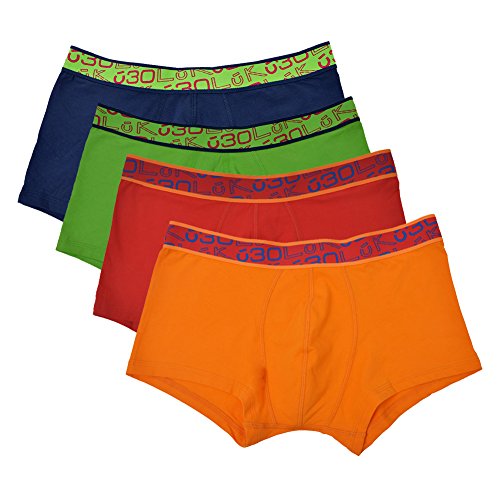 Men's 4-Pack Fashion Boxer Briefs Underwear by LUK Poppy/Marigold/Apple/Ink Large