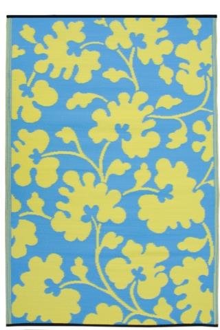 Fab Habitat 022099179085 6-Feet by 9-Feet Oslo Outdoor Rug, Turquoise and Lemon Yellow