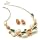 Choker / Collar Fashion Necklace & Pierced Earrings Set Gold & Multi