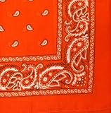 Bandanas By The Dozen 100% Cotton 12-Pack 22" x 22" - Paisley Orange