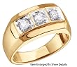 Stunning Men's 1/2 ct. 3 Stone Genuine Diamond Yellow Gold Ring