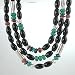 Thomas Singer 30 Three Strand Sterling Silver and 12 kt Gold, Onyx, and Turquoise Necklace, #8848