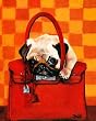 PUG DOG IN HERMES BIRKIN BAG PAINTING GICLEE