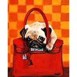 PUG DOG IN HERMES BIRKIN BAG PAINTING GICLEE