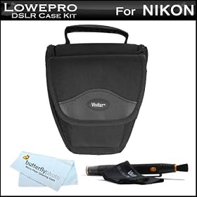Lowepro Compact Camera Case / Bag Kit For Nikon Coolpix Digital Camera Includes Adventura Top-Loading TLZ 15 Bag / Case, LensPen Cleaning Kit and MicroFiber Cloth (Black)