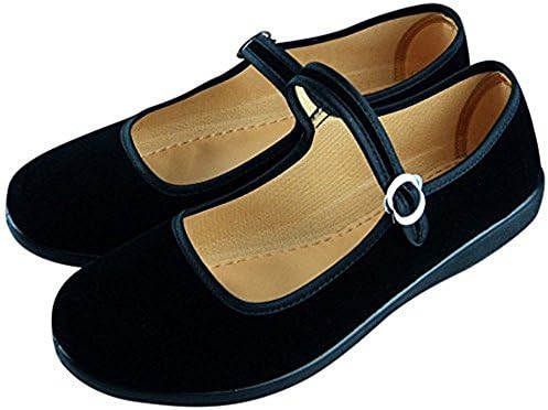 Women's Velvet Mary Jane Shoes Ballerina Ballet Flats Yoga Exercise Shoes (7.5)
