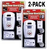 Wireless Motion Sensor Alarm and Chime Kit (2 Pack) with two remote controls and wall mount