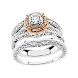 14K White and Rose Gold Diamond Wedding Set Semimount - 0.25 Ct. - CENTER STONE NOT INCLUDED