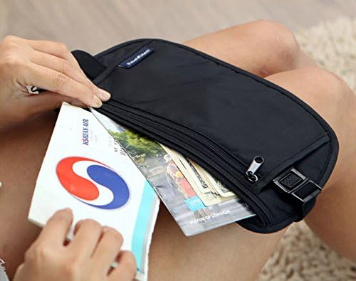 Novelty Slim Waterproof Undercover Money Belt Travel Waist Bag (Black)