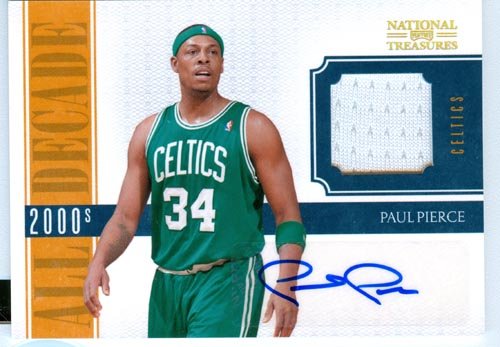 2011 Playoff National Treasures Authentic Paul Pierce Autograph Game Worn Jersey Card