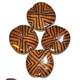 Kazuri Beads - Set of Four Honey and Black Pita Pat Beads