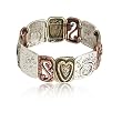 Inspirational Theme Tri Tone Metal Casting Stretch Bangle Bracelet Fashion Jewelry