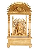 Large Intricate Hand-carved Wooden Ganesh Statue on a Swing