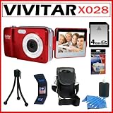 Vivitar Vivicam iTwist X028 10.1MP 4X Digital Zoom with 2.4-inch LCD Screen Digital Camera in Red + 4GB Accessory Kit