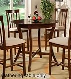 Round Counter Height Gathering Table Curved Legs in Merlot Finish