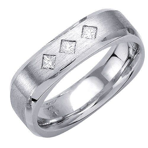 Elegant Diamond Wedding Bands With Comfort Fit 14K White Gold Can Also Be Made In Platinum or Other Colors 18K And 24K Is Also Available 6mm 0.21ct tw SI1 Clearity and H or I Color