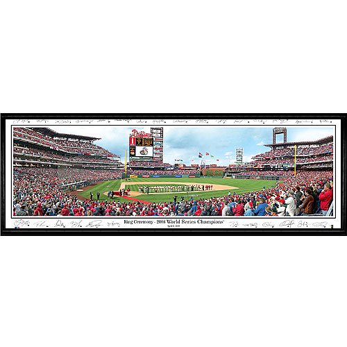 Everlasting Images Philadelphia Phillies Ring Ceremony 2008 World Series Champions with Signatures Framed Panoramic