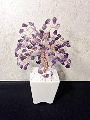 Amethyst Crystal Gemstone Bonsai Tree, Wire Tree Of Life, Feng Shui Décor, Gemstone Tree, Purple Amethyst Gemstone Copper Wire Tree Sculpture, February Birthstone Tree, Gemstone Crystal Tree