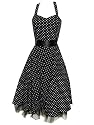 Pretty Kitty Fashion 50s Polka Dot Black Rockabilly Swing Prom Pin-Up Dress
