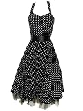 50s Polka Dot Black Rockabilly Swing Prom Pin-Up Dress