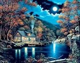 Moonlight Retreat by John Zaccheo. Size 10.00 inches width by 8.00 inches height. High Quality Art Poster Print