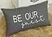EURASIA DECOR Be Our Guest Embroidered Lumbar Decorative Accent Pillow Cover - Entryway, Guestroom, Living Room - 12x20 Inches, Grey